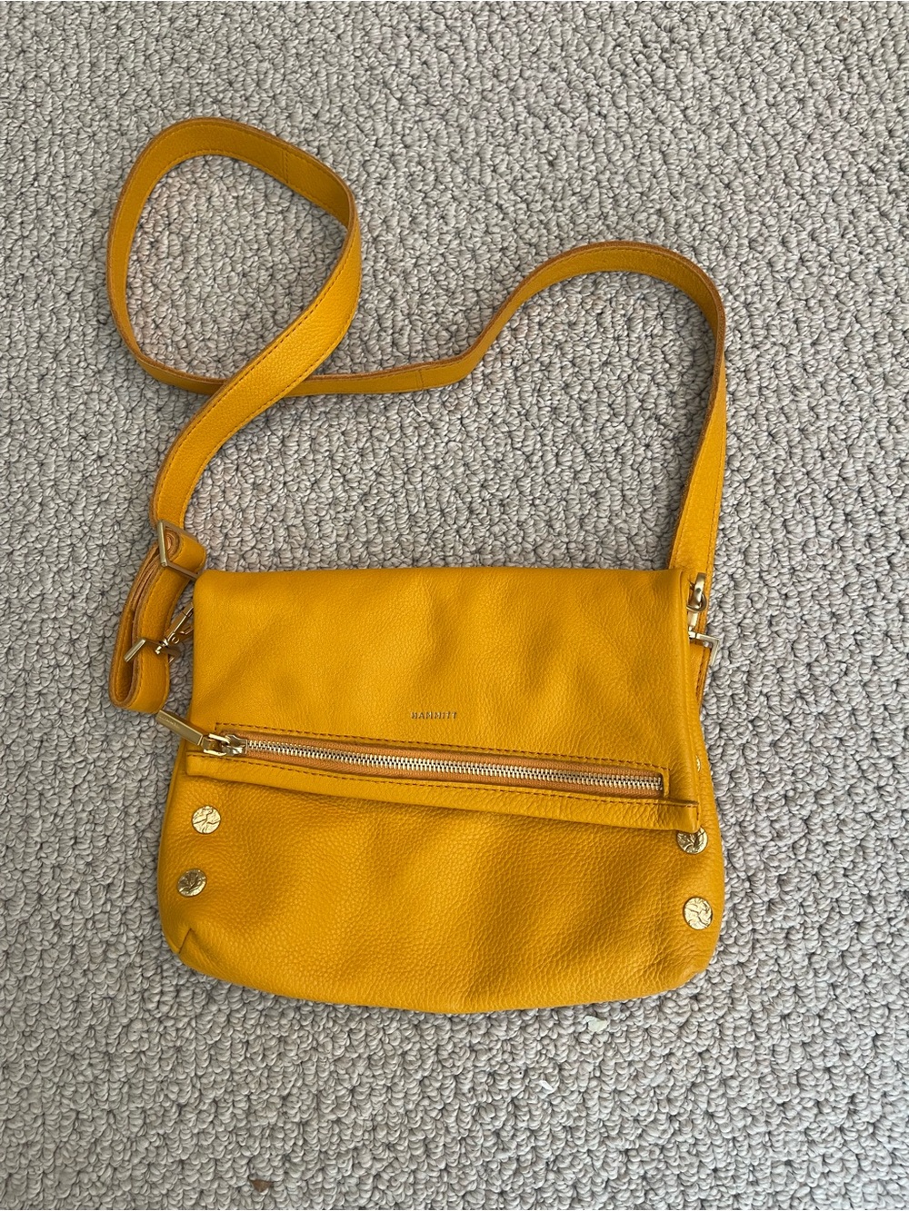 Hammitt Mustard Yellow Pebbled Leather Crossbody with Front Zip - Picture 5 of 5